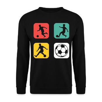 Fussball Kinder Design mit Fußballspielern - Unisex Pullover - Schwarz - Vorne - Alina (178cm) & Michal (187cm)
