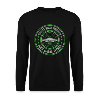 Geheimes Raumfahrtprogramm | UAPs Alien Liaison Officer - Unisex Pullover - Schwarz - Vorne - Alina (178cm) & Michal (187cm)