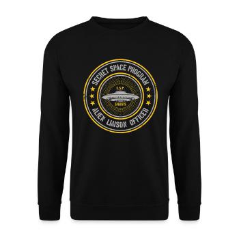 Geheimes Raumfahrtprogramm | UAPs Alien Liaison Officer - Unisex Pullover - Schwarz - Vorne - Alina (178cm) & Michal (187cm)