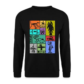 Nazca Lines | Ancient Astronaut Peru Geoglyphs - Unisex Sweatshirt - black - Front - Alina (178cm) & Michal (187cm)