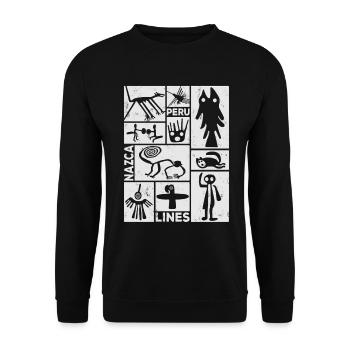 Nazca Lines | Ancient Astronaut Peru Geoglyphs - Unisex Sweatshirt - black - Front - Alina (178cm) & Michal (187cm)
