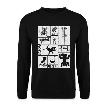 Nazca Lines | Ancient Astronaut Peru Geoglyphs - Unisex Sweatshirt - black - Front - Alina (178cm) & Michal (187cm)
