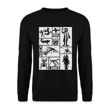 Nazca Lines | Ancient Astronaut Peru Geoglyphs - Unisex Sweatshirt - black - Front - Alina (178cm) & Michal (187cm)