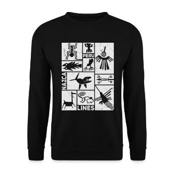 Nazca Lines | Ancient Astronaut Peru Geoglyphs - Unisex Sweatshirt - black - Front - Alina (178cm) & Michal (187cm)