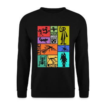 Nazca Lines | Ancient Astronaut Peru Geoglyphs - Unisex Sweatshirt - black - Front - Alina (178cm) & Michal (187cm)