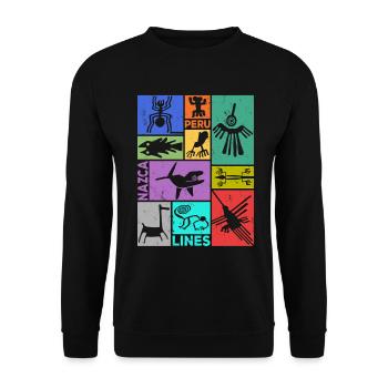 Nazca Lines | Ancient Astronaut Peru Geoglyphs - Unisex Sweatshirt - black - Front - Alina (178cm) & Michal (187cm)