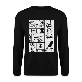 Nazca Lines | Ancient Astronaut Peru Geoglyphs - Unisex Sweatshirt - black - Front - Alina (178cm) & Michal (187cm)