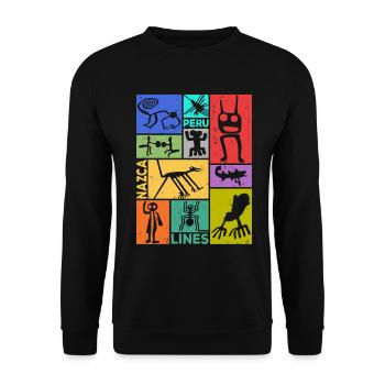 Nazca Lines | Ancient Astronaut Peru Geoglyphs - Unisex Sweatshirt - black - Front - Alina (178cm) & Michal (187cm)
