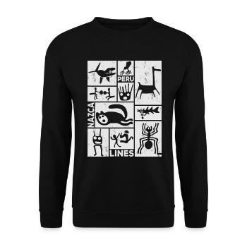 Nazca Lines | Ancient Astronaut Peru Geoglyphs - Unisex Sweatshirt - black - Front - Alina (178cm) & Michal (187cm)