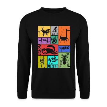 Nazca Lines | Ancient Astronaut Peru Geoglyphs - Unisex Sweatshirt - black - Front - Alina (178cm) & Michal (187cm)