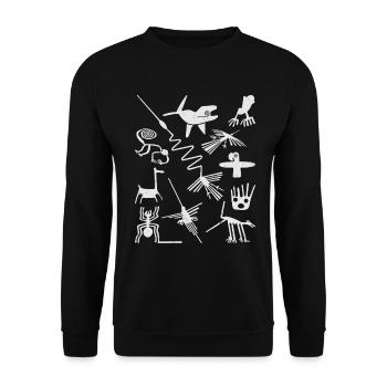 Nazca Lines | Ancient Astronaut Peru Geoglyphs - Unisex Sweatshirt - black - Front - Alina (178cm) & Michal (187cm)