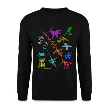 Nazca Lines | Ancient Astronaut Peru Geoglyphs - Unisex Sweatshirt - black - Front - Alina (178cm) & Michal (187cm)
