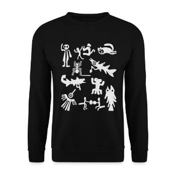 Nazca Lines | Ancient Astronaut Peru Geoglyphs - Unisex Sweatshirt - black - Front - Alina (178cm) & Michal (187cm)