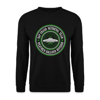 UAP Team zur Bergung von Crashs | Kugeln, UFOs, Außerirdische, UAPs - Unisex Pullover - Schwarz - Vorne - Alina (178cm) & Michal (187cm)