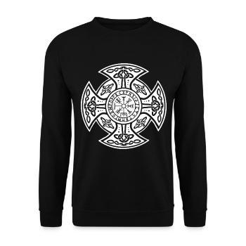 Cross runes white - Unisex Sweatshirt - black - Front - Alina (178cm) & Michal (187cm)
