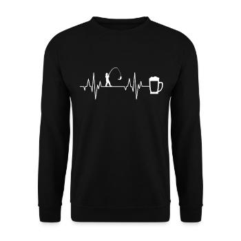 Pêcheur à la pêche et à la bière Pêcheur ECG - Sweat-shirt Unisexe - noir - Devant - Alina (178cm) & Michal (187cm)