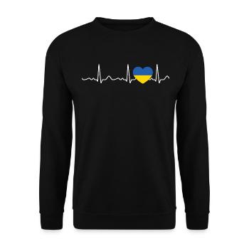 Ukraine - battement de cœur, pouls, ligne cardiaque, ECG - Sweat-shirt Unisexe - noir - Devant - Alina (178cm) & Michal (187cm)