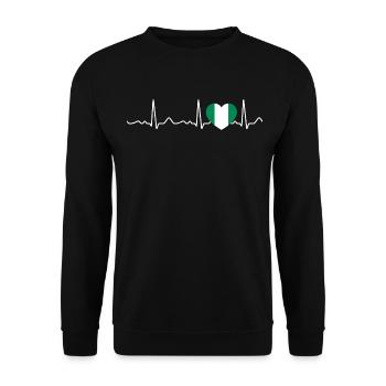 Nigeria - heartbeat, pulse, heart line, ECG - Unisex Sweatshirt - black - Front - Alina (178cm) & Michal (187cm)