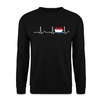 Netherlands - Heartbeat, pulse, heartline, ECG - Unisex Sweatshirt - black - Front - Alina (178cm) & Michal (187cm)