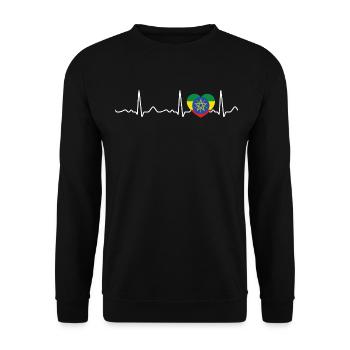 Ethiopie - rythme cardiaque, pouls, ligne cardiaque, ECG - Sweat-shirt Unisexe - noir - Devant - Alina (178cm) & Michal (187cm)