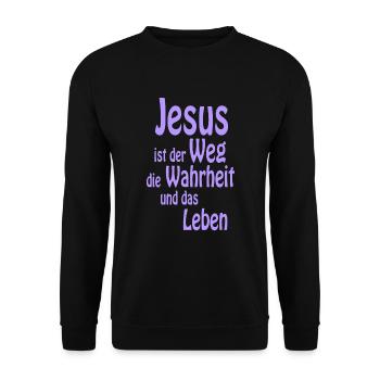 Jesus is Lord, Saves, Christus, Bibel, Wahrheit - Unisex Pullover - Schwarz - Vorne - Alina (178cm) & Michal (187cm)