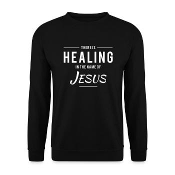 Jésus est Seigneur, sauve, Guérison, Bible, Foi, Dieu - Sweat-shirt Unisexe - noir - Devant - Alina (178cm) & Michal (187cm)