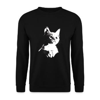 Kätzchen, Katze, Miau, Meow, Silhouette - Unisex Pullover - Schwarz - Vorne - Alina (178cm) & Michal (187cm)