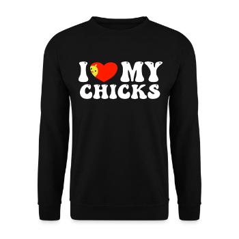 I love My Chicks - Unisex Sweatshirt - black - Front - Alina (178cm) & Michal (187cm)