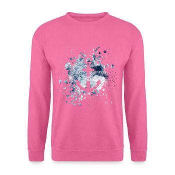 Maritimes Anker Muster im Grunge Style - Unisex Pullover - Pink - Vorne