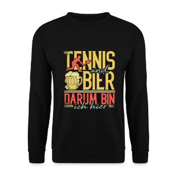 Tennis Und Bier Darum Bin Ich Hier - Unisex Pullover - Schwarz - Vorne - Alina (178cm) & Michal (187cm)