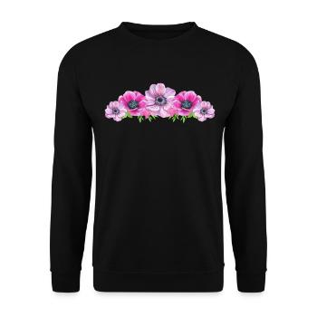 Anemone Flowers Flower Pink Butterfly Florist - Unisex Sweatshirt - black - Front - Alina (178cm) & Michal (187cm)