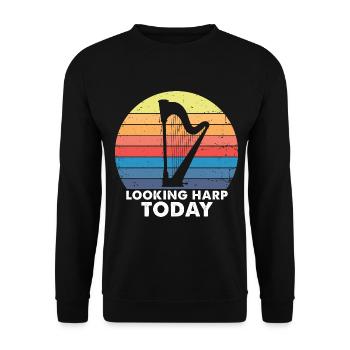 Harp design for harpist and harp player - Unisex Sweatshirt - black - Front - Alina (178cm) & Michal (187cm)