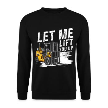 Gabelstaplerbediener und Gabelstaplerfahrer - Unisex Pullover - Schwarz - Vorne - Alina (178cm) & Michal (187cm)