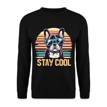 Stay Cool Frenchie Bulldog Édition d’été 2025 - Sweat-shirt Unisexe - noir - Devant - Alina (178cm) & Michal (187cm)