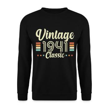 Vintage 1941 Classic, Cadeau D'anniversaire 82 Ans - Sweat-shirt Unisexe - noir - Devant - Alina (178cm) & Michal (187cm)