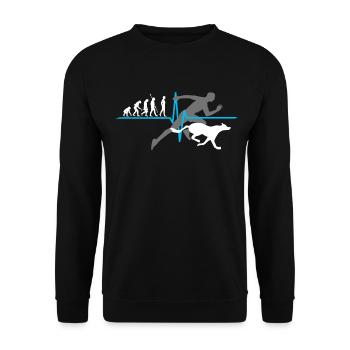 Canicross Herzlinie Joggen Evolution Hund - Unisex Pullover - Schwarz - Vorne - Alina (178cm) & Michal (187cm)