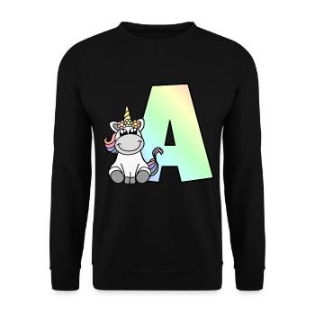 Unicorn Letter A - Unisex Sweatshirt - black - Front - Alina (178cm) & Michal (187cm)