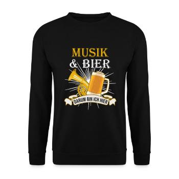 Musik Bier Blasmusik Musiker Biertrinker - Unisex Pullover - Schwarz - Vorne - Alina (178cm) & Michal (187cm)