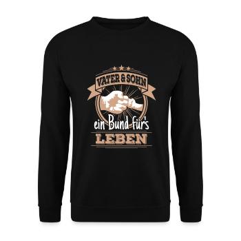 Vater Sohn Partnerlook Papa Geschenk - Unisex Pullover - Schwarz - Vorne - Alina (178cm) & Michal (187cm)