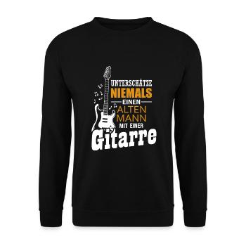 Alter Mann Gitarre Gitarrist Gitarrenlehrer - Unisex Pullover - Schwarz - Vorne - Alina (178cm) & Michal (187cm)
