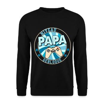 Papa naissance Bébé. Cadeau futur papa - Sweat-shirt Unisexe - noir - Devant - Alina (178cm) & Michal (187cm)