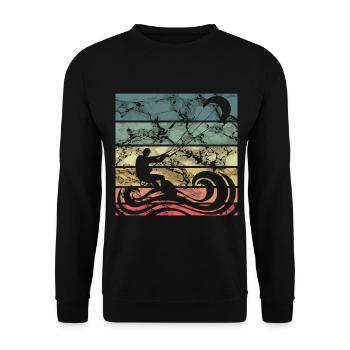 Retro Kitesurfen - Unisex Pullover - Schwarz - Vorne - Alina (178cm) & Michal (187cm)