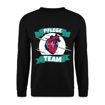 Pflege team - Unisex Pullover - Schwarz - Vorne - Alina (178cm) & Michal (187cm)