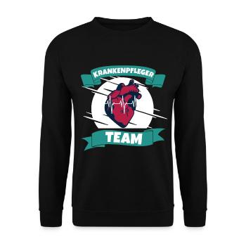 Krankenpfleger team - Unisex Pullover - Schwarz - Vorne - Alina (178cm) & Michal (187cm)