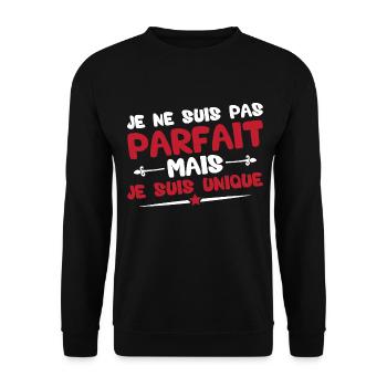 Je ne suis pas parfait mais je suis unique - Sweat-shirt Unisexe - noir - Devant - Alina (178cm) & Michal (187cm)