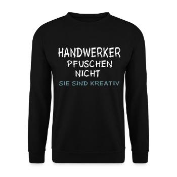 Handwerker DIY Reparatur Pfuschen Heimwerkerspruch - Unisex Pullover - Schwarz - Vorne - Alina (178cm) & Michal (187cm)