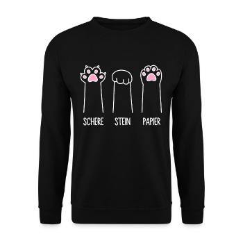 Katze Pfote Katzenpfoten Spiel Schere Stein Papier - Unisex Pullover - Schwarz - Vorne - Alina (178cm) & Michal (187cm)