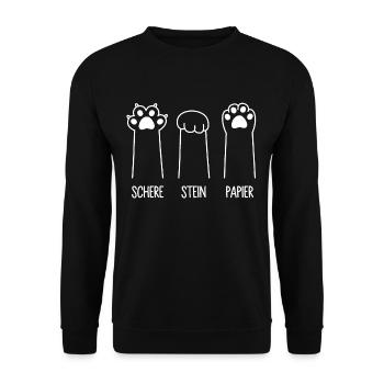 Katzenpfoten Katze Pfote Spiel Schere Stein Papier - Unisex Pullover - Schwarz - Vorne - Alina (178cm) & Michal (187cm)