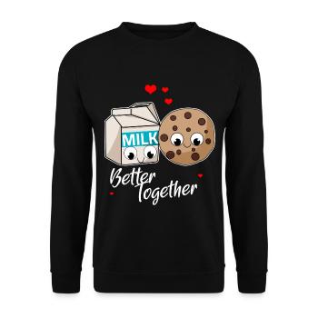 Mieux ensemble - Couple d’amour de lait et de biscuits - Sweat-shirt Unisexe - noir - Devant - Alina (178cm) & Michal (187cm)