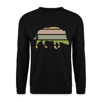 sangliers habitants de la forêt sanglier de la forêt eber-coucher de soleil - Sweat-shirt Unisexe - noir - Devant - Alina (178cm) & Michal (187cm)